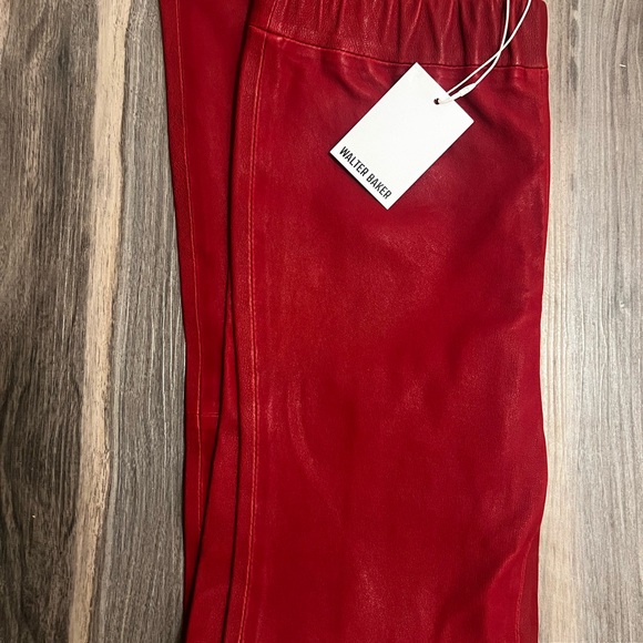 Walter Baker Red Vegan Leather Pant